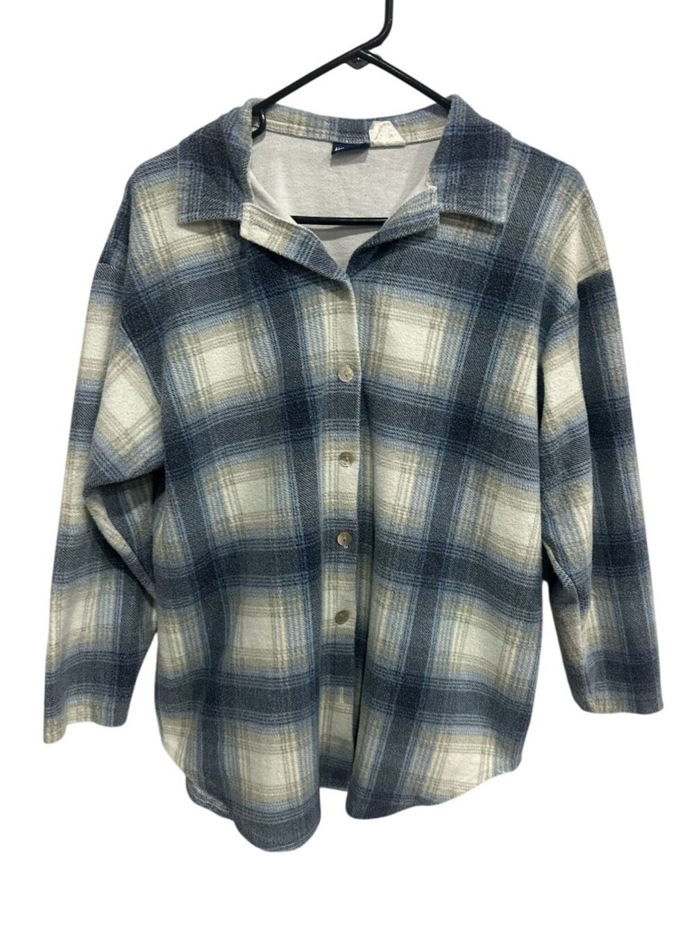Honors Large Blue White Plaid Lined Button-Up Shirt Cozycore Grandmacore